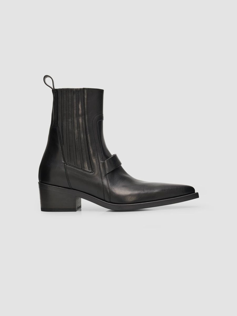Rick Owens Men's Pointed Sliver 25MM Leather Boots - Black - Size 12