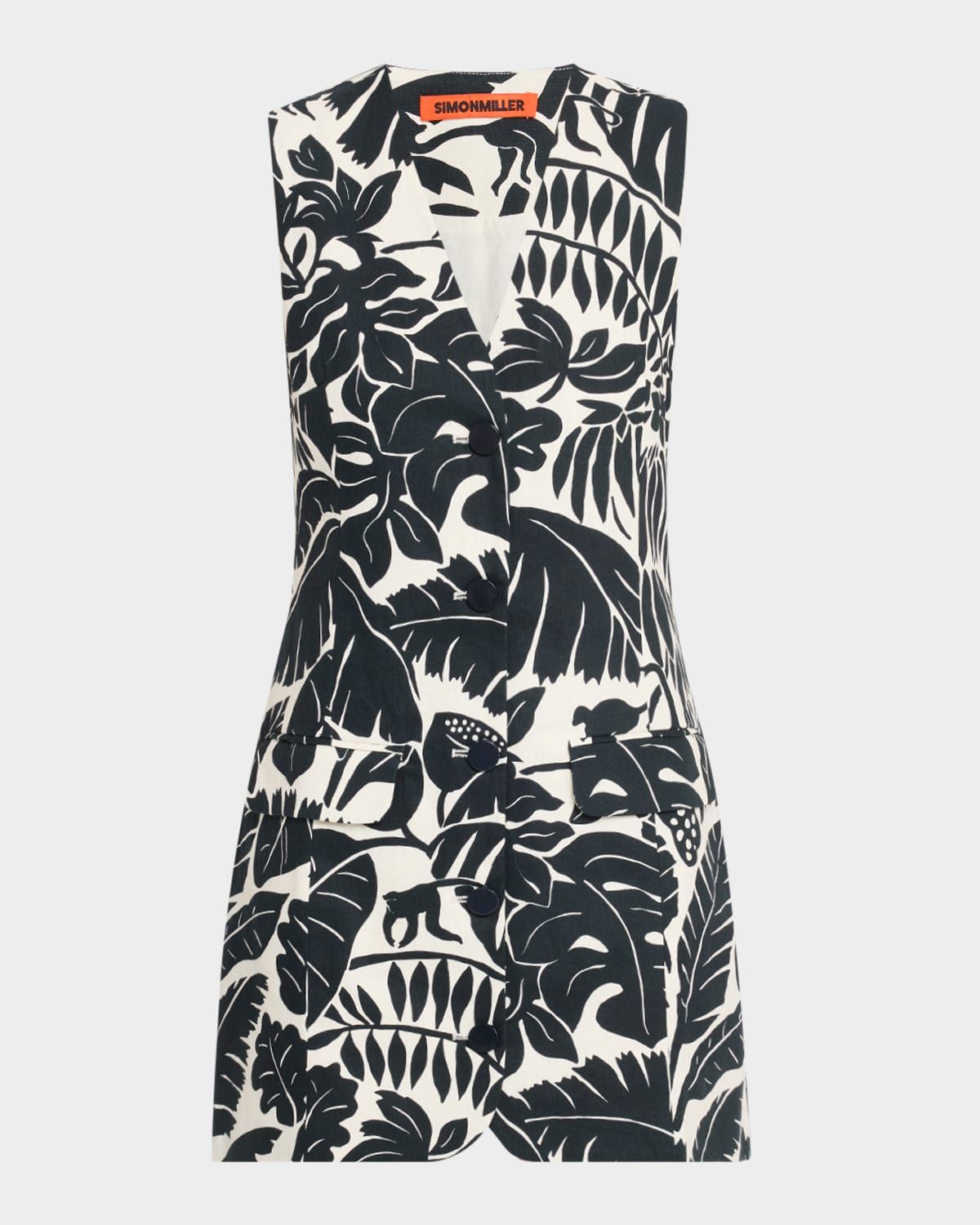 Carob Striped Linen Cotton Sleeveless Mini Dress