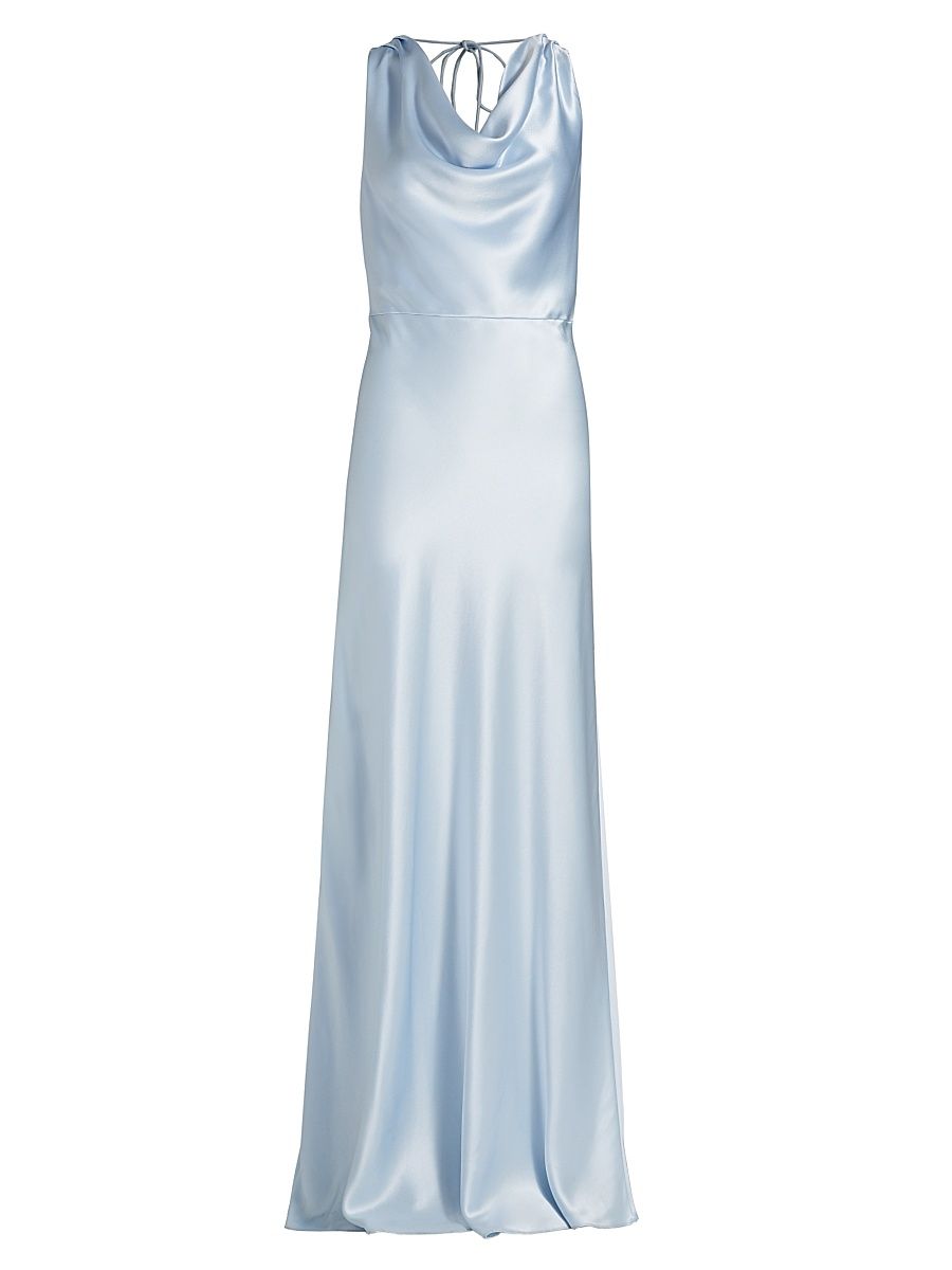 Women's Elsa Satin Cowl Neck Gown - Light Blue - Size 4
