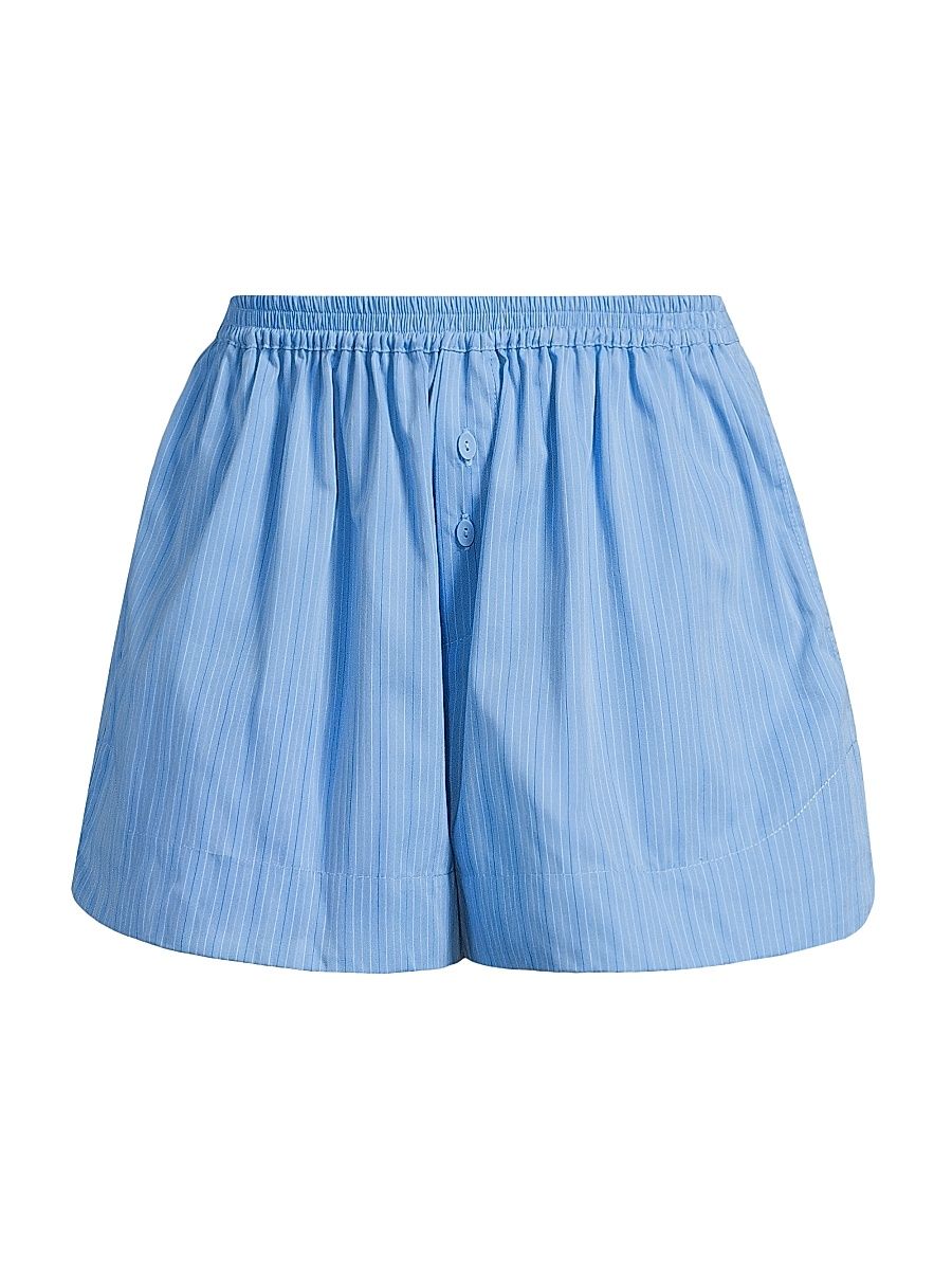 Women's Lonia Pinstripe Cotton Shorts - Mico Pinstripe Azul - Size Large