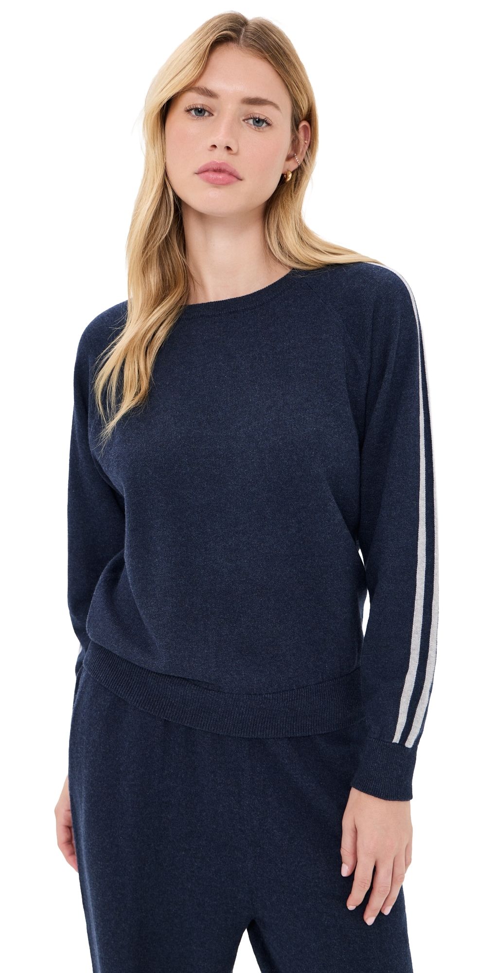 ASHER Livia Knit Crew Sweater Heather Cadet L