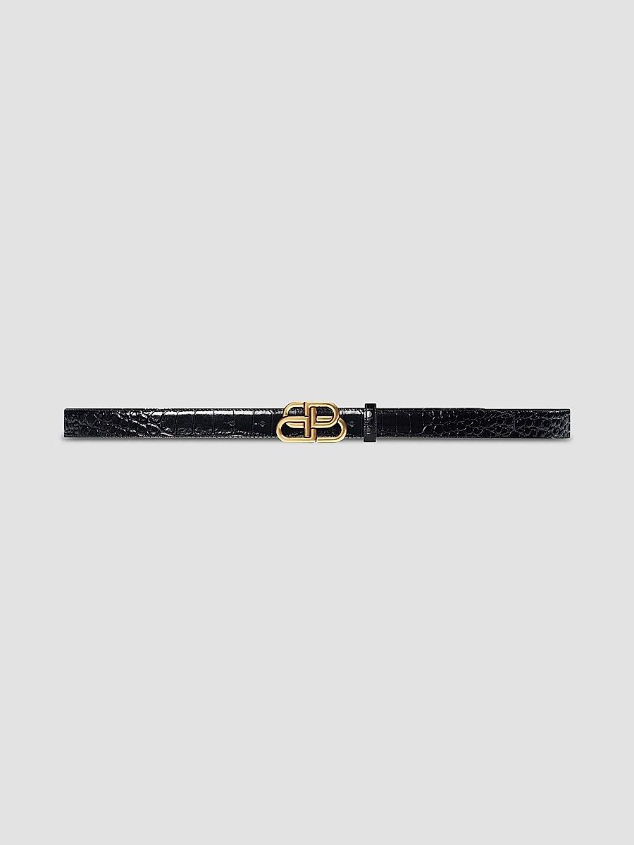 Balenciaga Women's BB Thin Belt - Black - Size 24