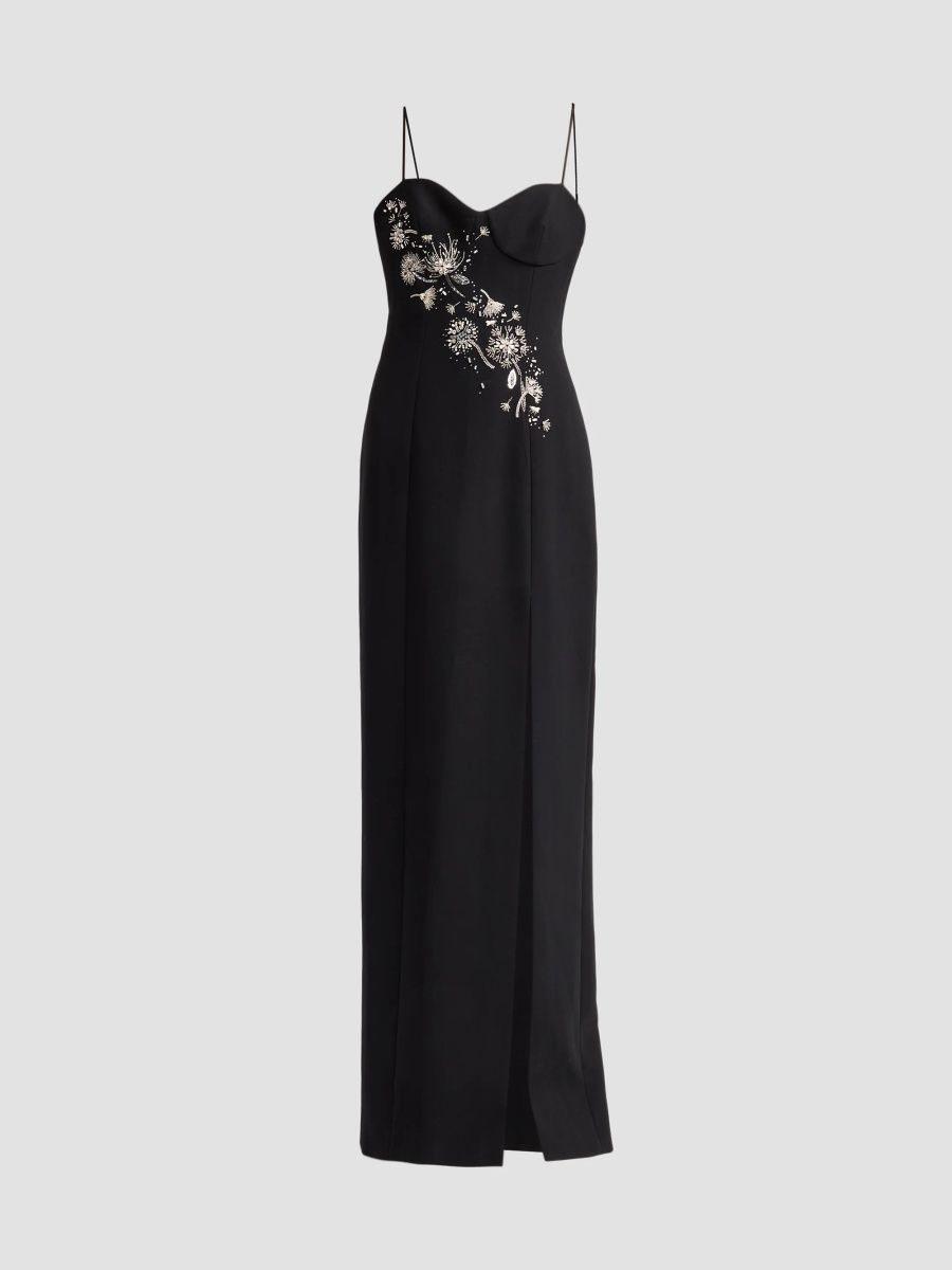 Women's Amelina Dandelion Column Gown - Black Silver - Size 00