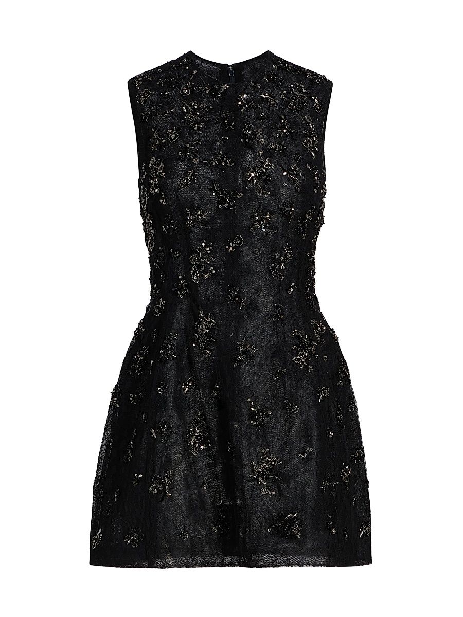 Women's Evelina Beaded Fit & Flare Minidress - Black - Size 2