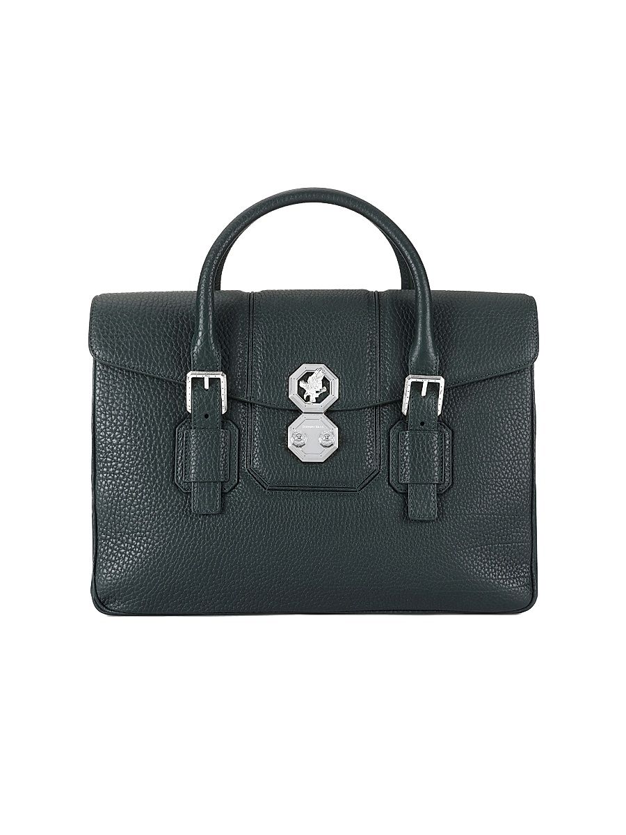 Men's Luxury Calfskin Briefcase - Dark Green