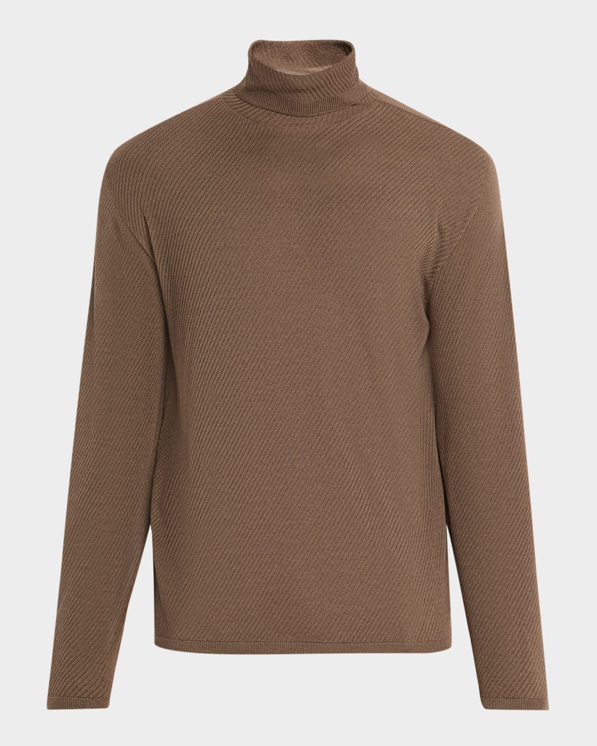 Men & apos;s Ribbed Wool and Silk Turtleneck Sweater