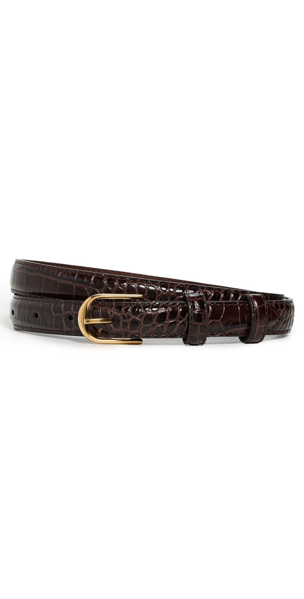 Nili Lotan Jane Belt Dark Brown Croc Embossed 95