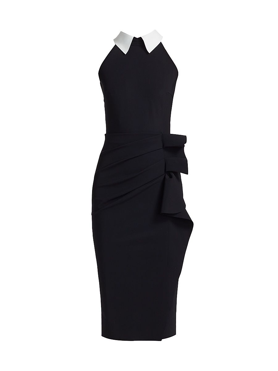 Women's Ferflum Collared Skirt Ruffle Cocktail Dress - Black White - Size 18