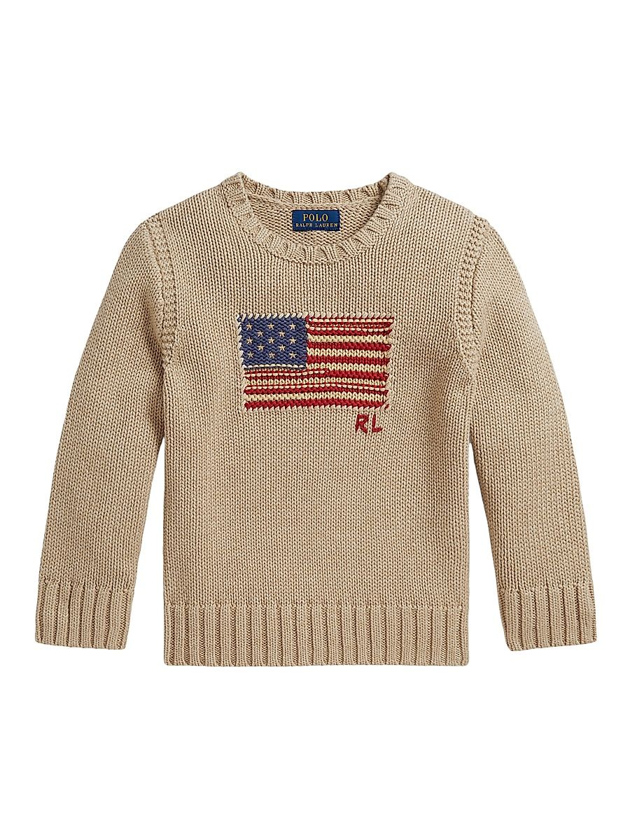 Little Boy's & Boy's American Flag Sweater - Oatmeal Multi - Size 18
