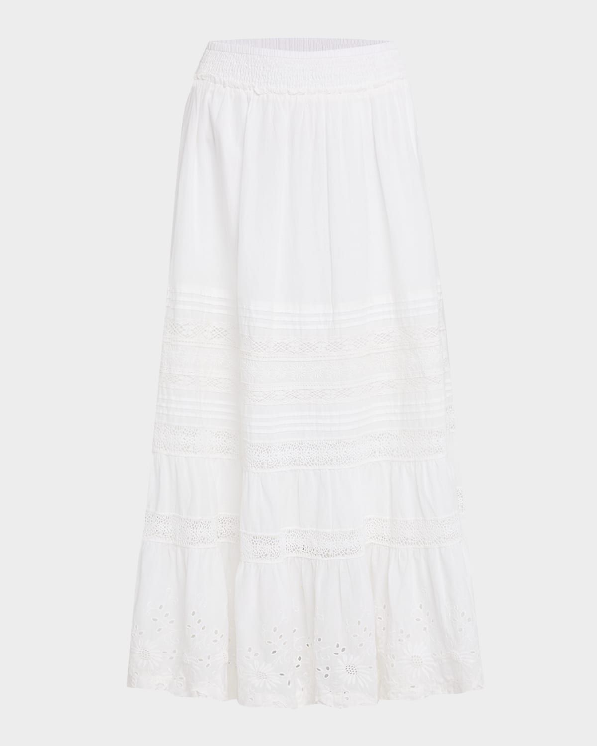 Lace-Trim Cotton Voile Skirt