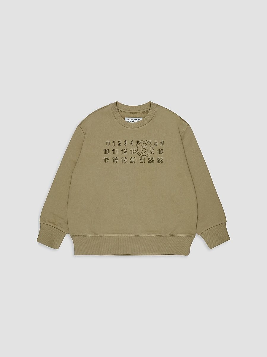 Little Kid's & Kid's Number Crewneck Sweatshirt - Olive Grey - Size 8