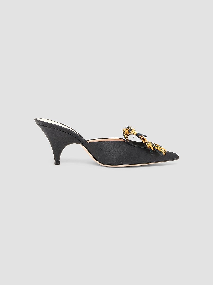 Women's 70MM Crepe Satin Stretch Mules - Black - Size 11