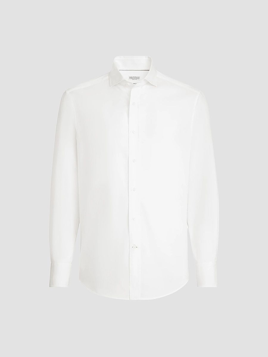 Men's Twill Shirt with Spread Collar - White - Size XXXXL
