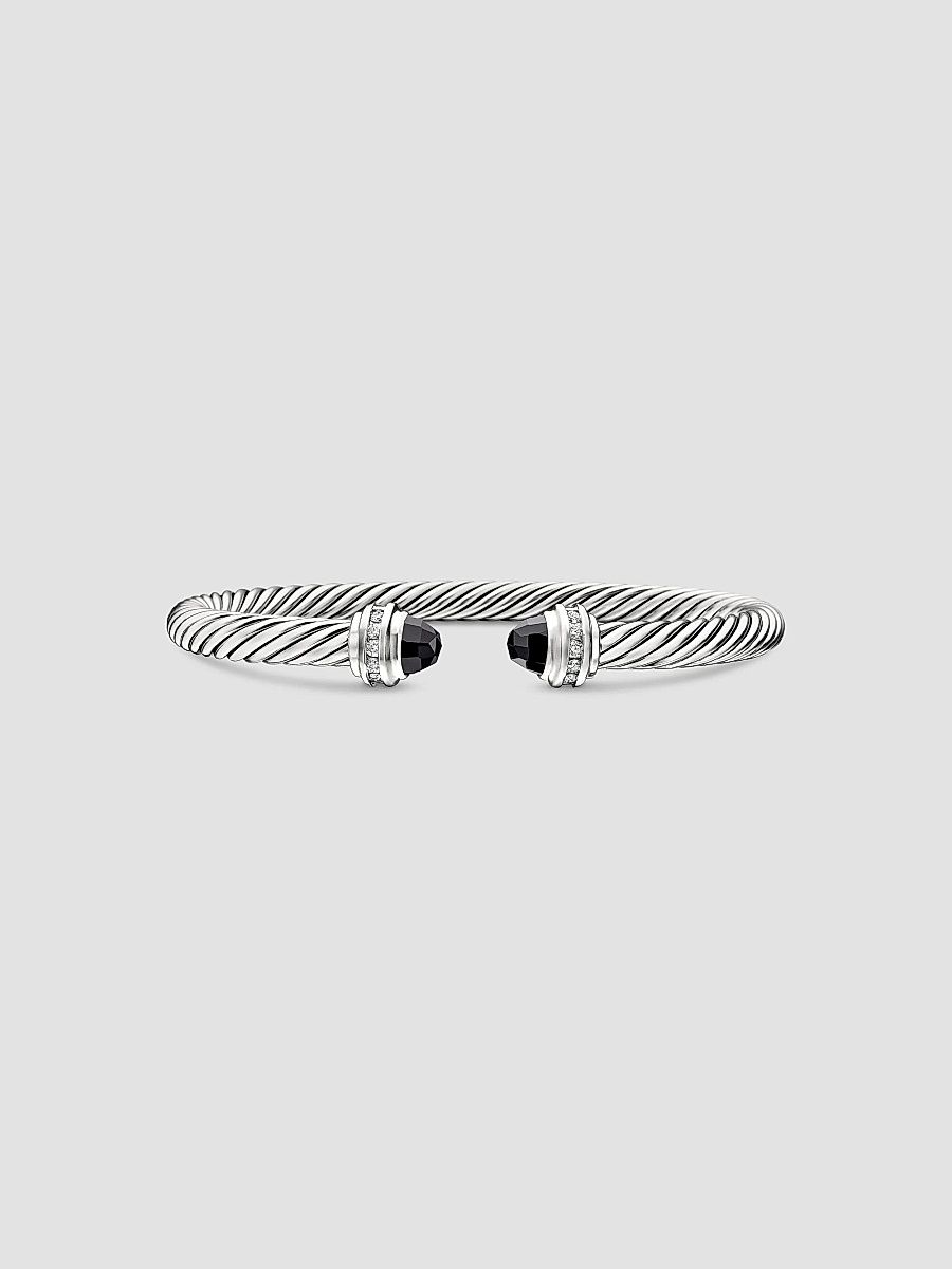 David Yurman Women's Cable Classics Princess Bracelet with Pavé Diamonds - Black Onyx - Size Large