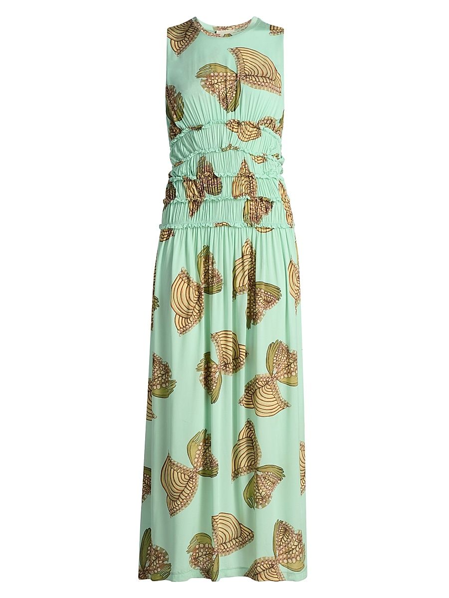 Women's Anna Zemankova Kamaria Printed Midi-Dress - Water Blossoms - Size XL