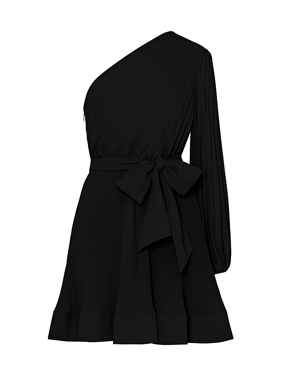Women's Linden Pleated One-Shoulder Minidress - Black - Size 2