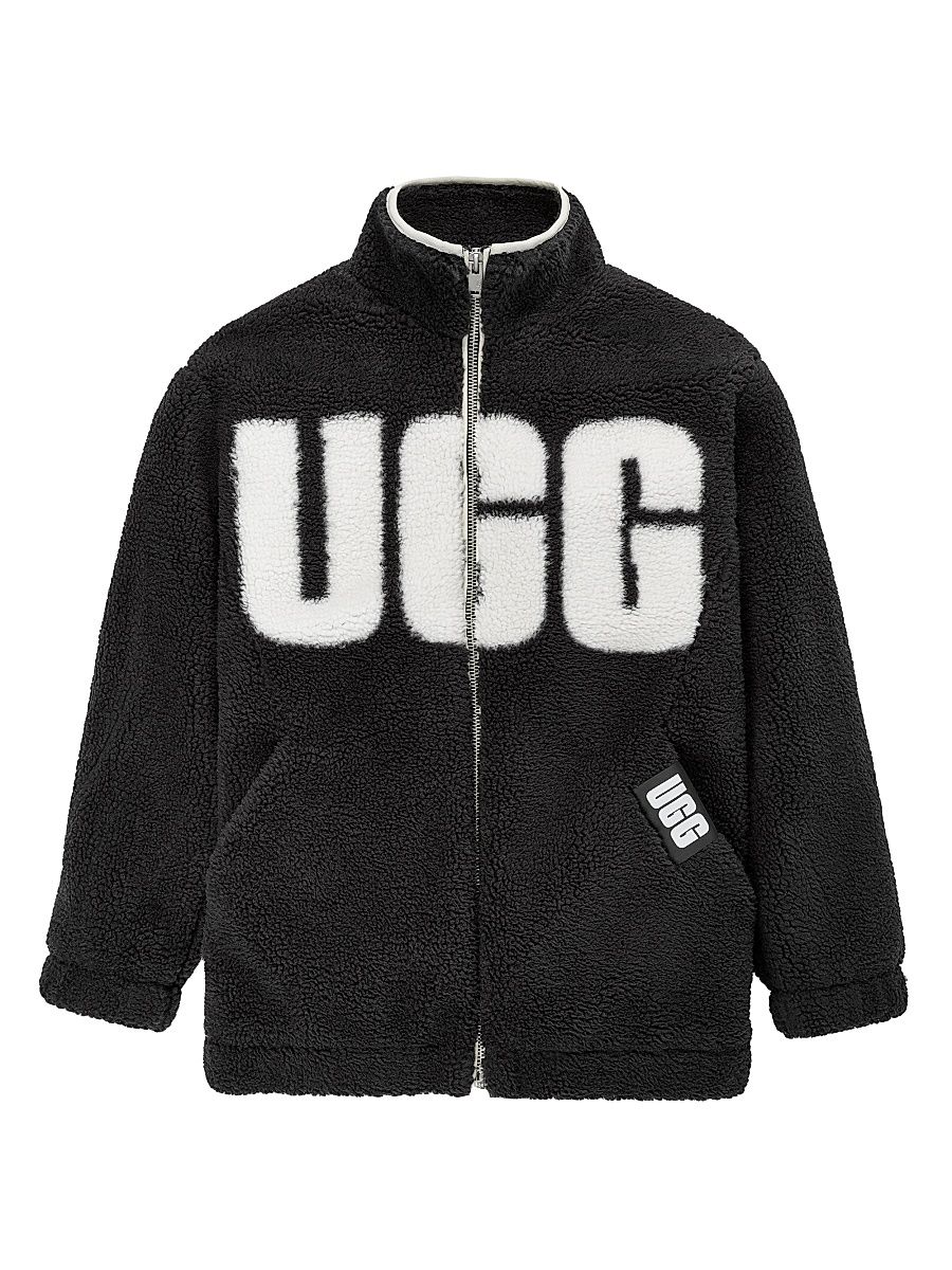 Women's Raquelle Logo Sherpa Jacket - Black Cream - Size XS