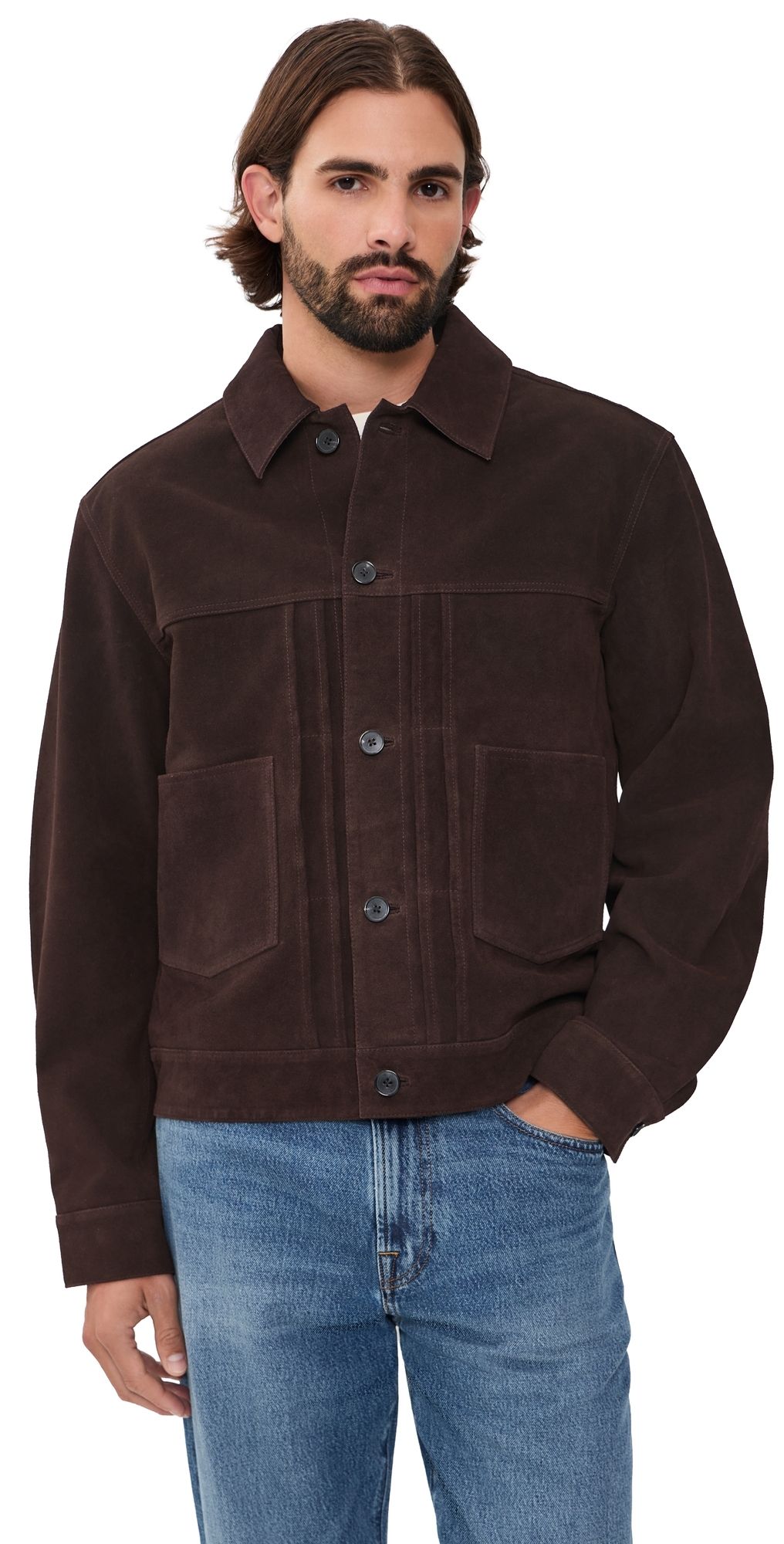 Madewell Suede Trucker Jacket Roasted Espresso XL