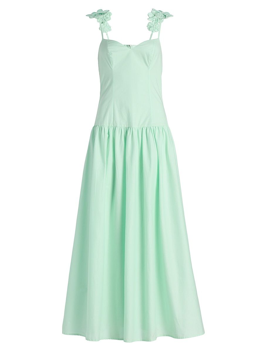 Women's Audrey Cotton Flower Maxi Dress - Summer Green - Size Large