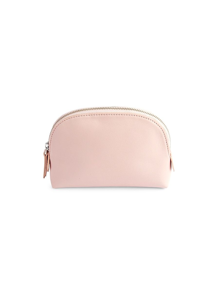 Women's Compact Leather Cosmetic Bag - Blush Pink