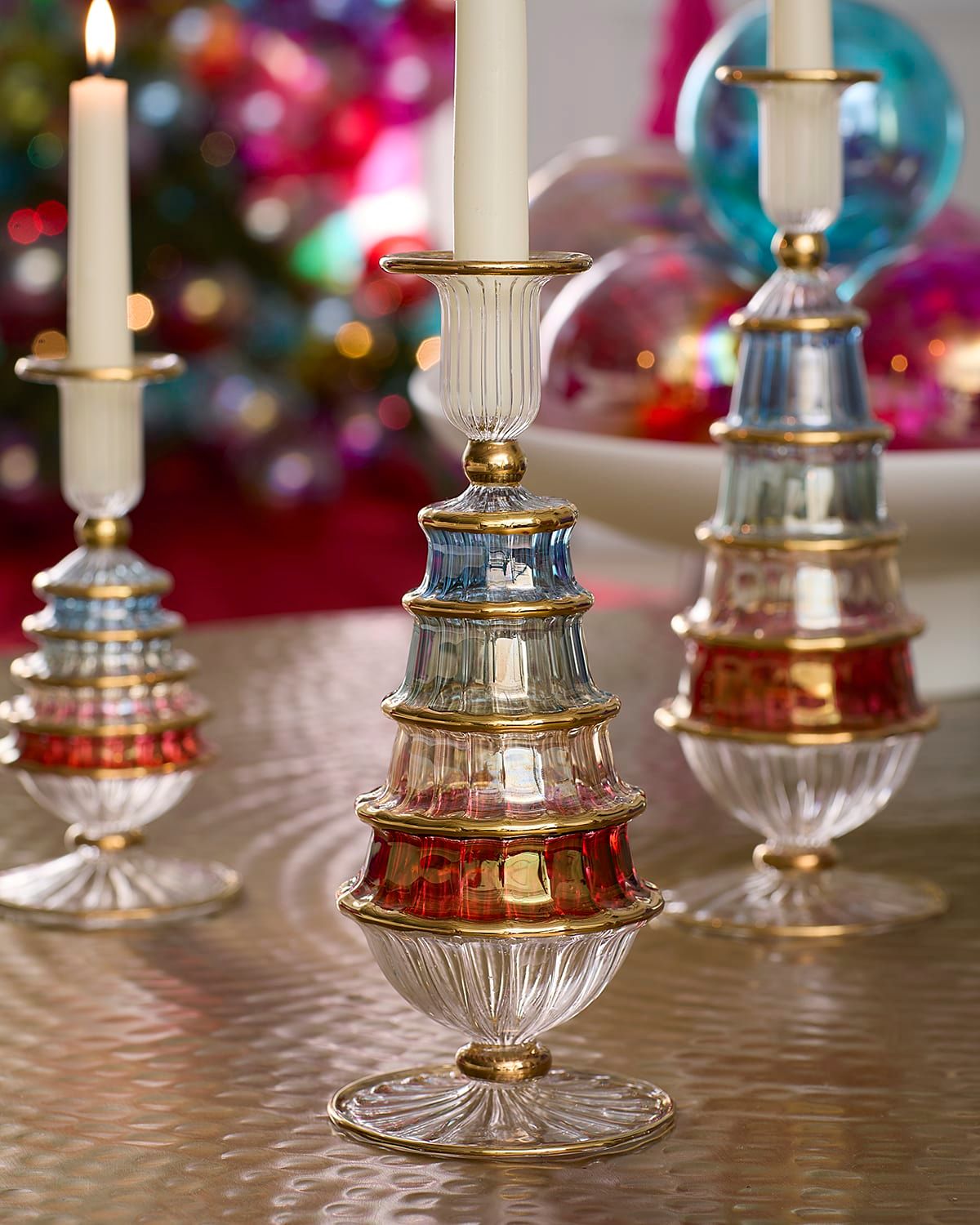 9" Tree-Shaped Glass Candle Holder