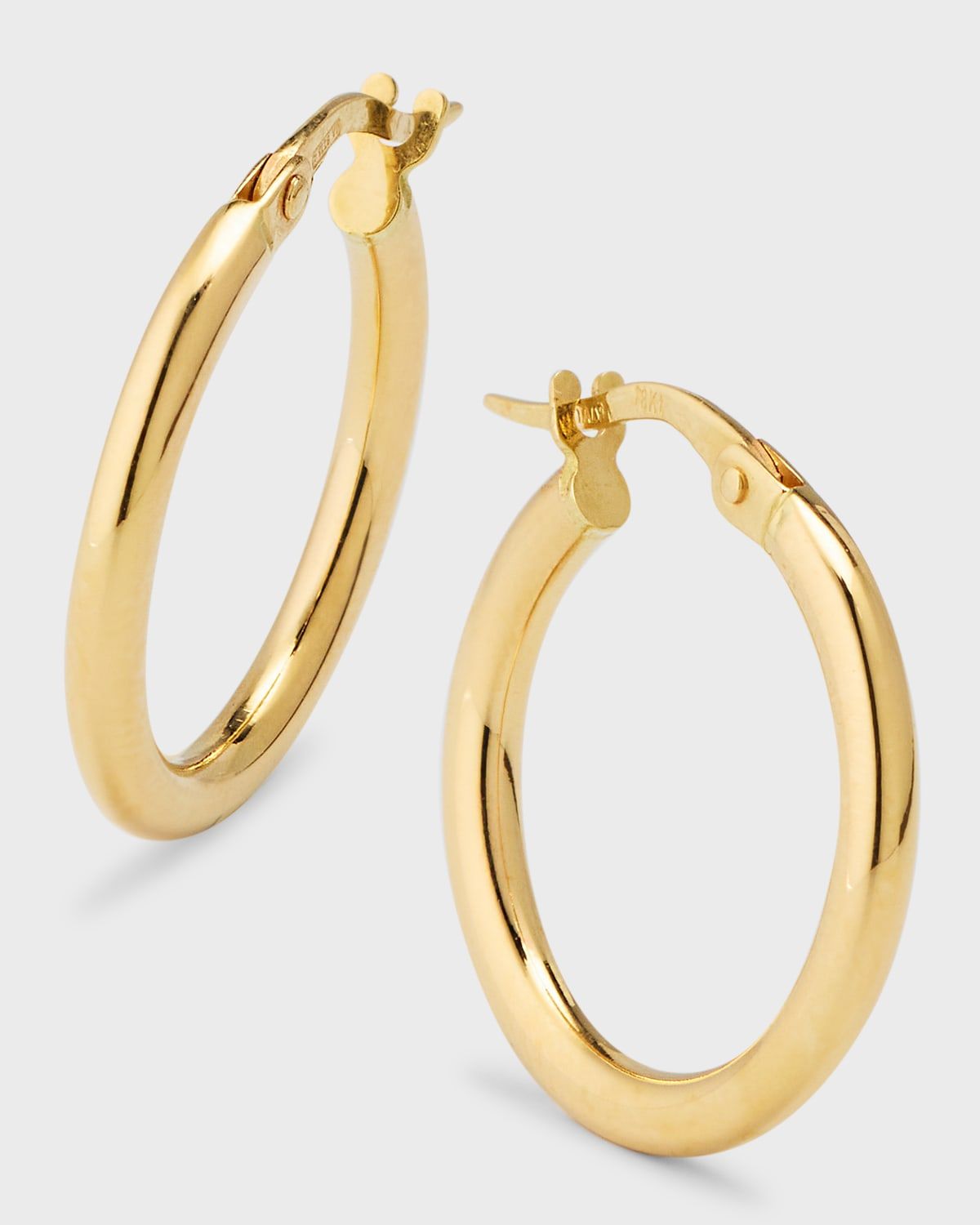 18K Polished Hoop Earrings, 15mm