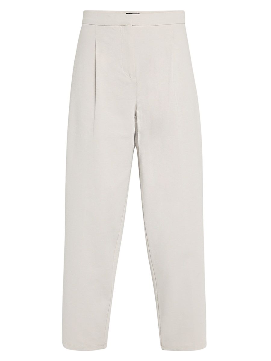 Women's Missy Cropped Lightweight Ponte Lantern Pants - White - Size Large