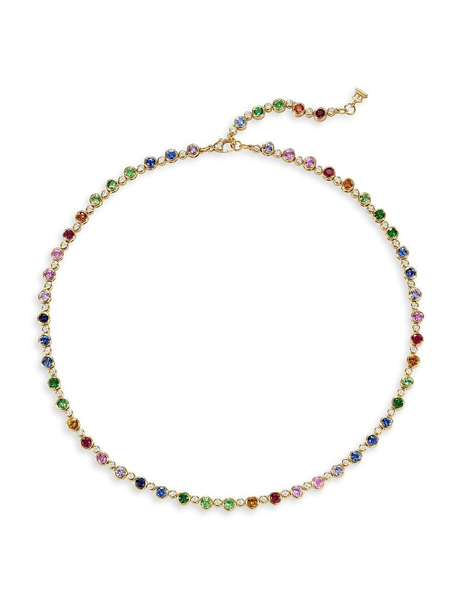 Women's Florence86 FJ Rainbow Eternity 18K Yellow Gold, 1.54 TCW Diamond & Multi-Gemstone Necklace - Yellow Gold