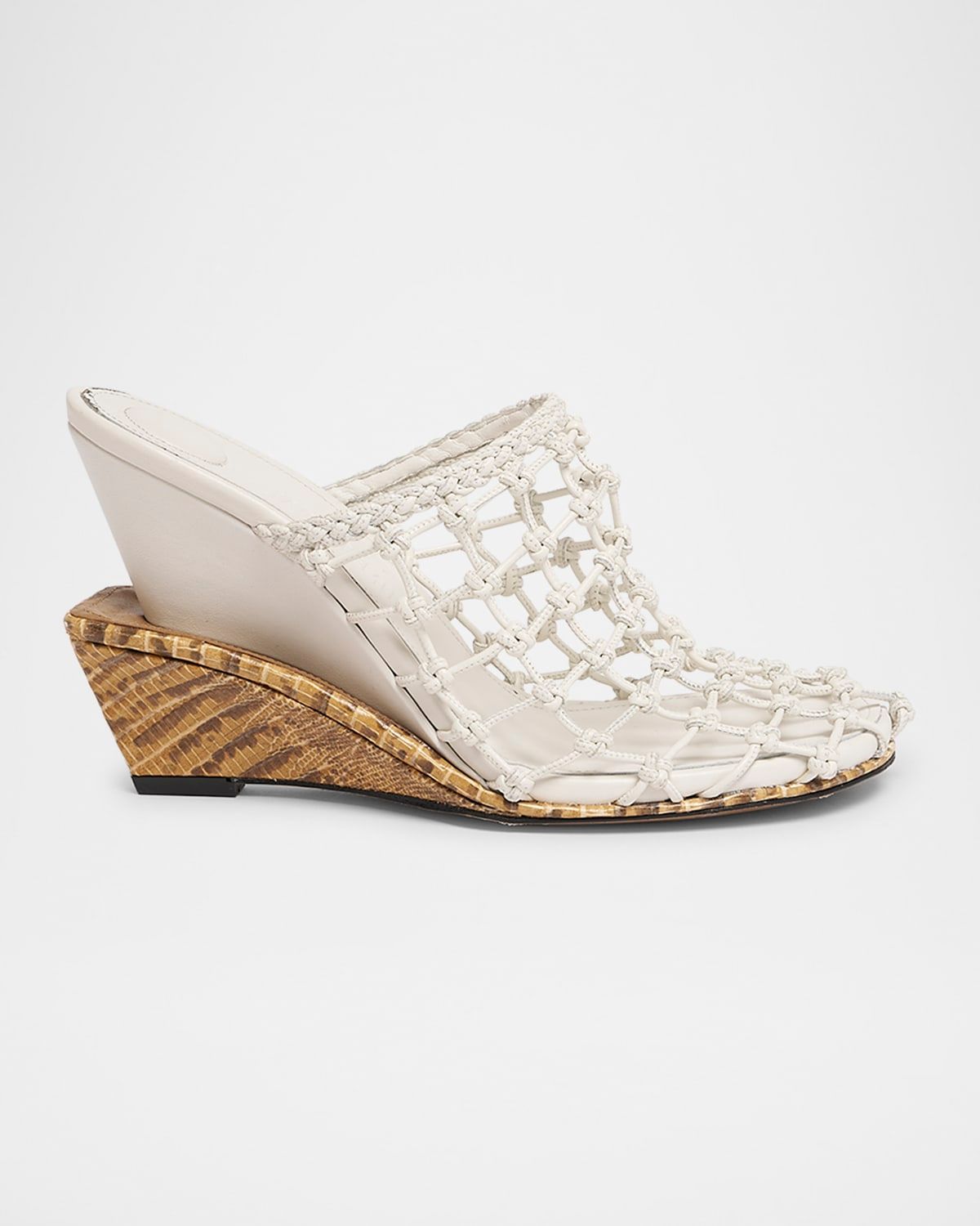 Les Doubles Snake-Print Tresses Wedge Mules