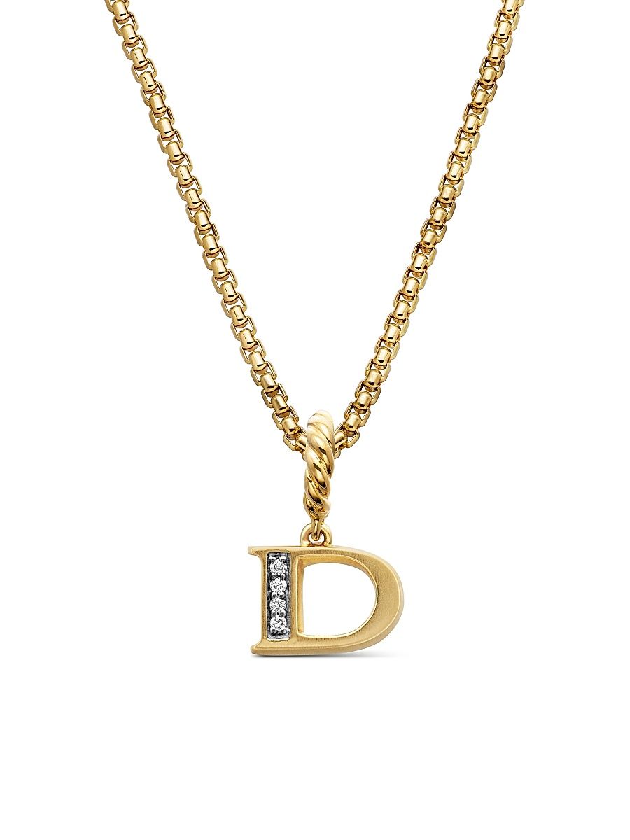 Women's Pavé Initial Pendant in 18K Yellow Gold - Initial X