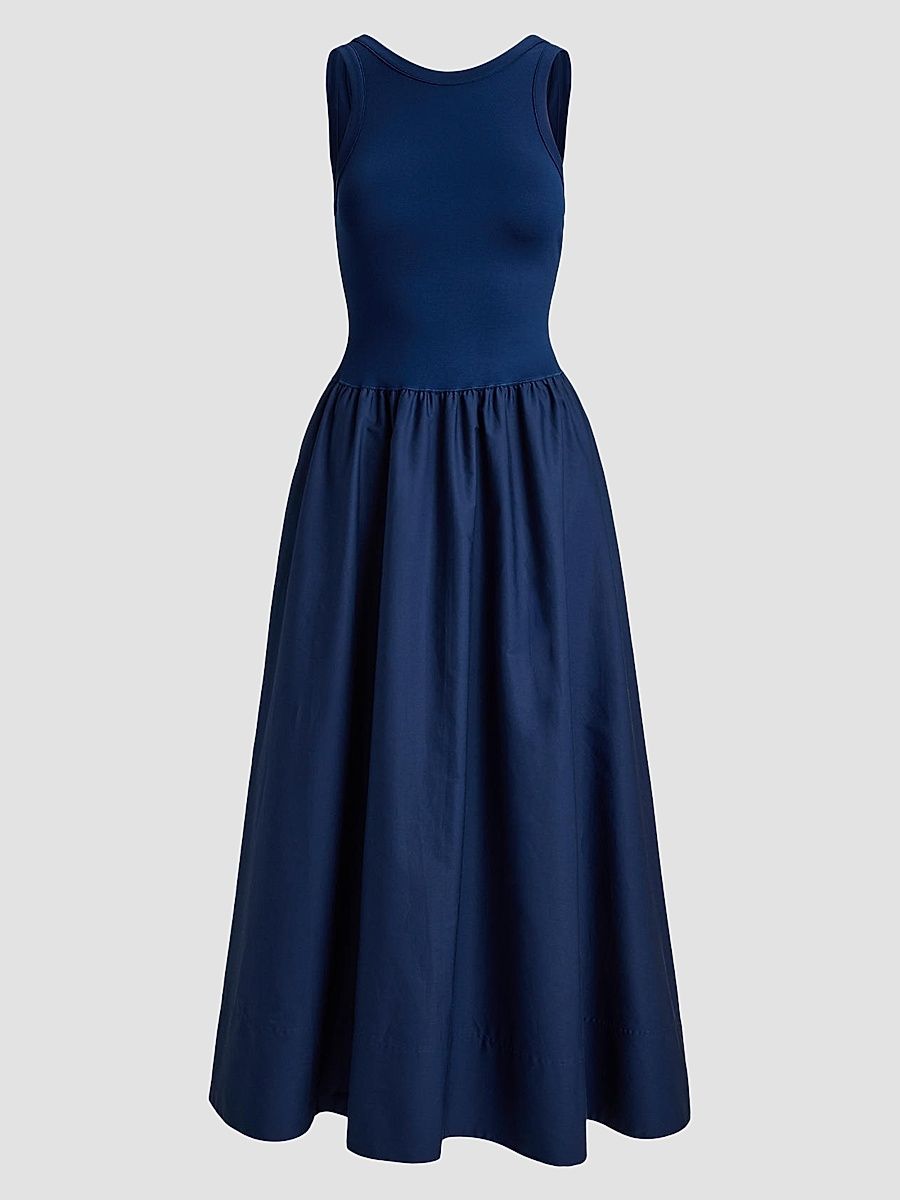 Women's Ponte-Bodice Sleeveless Maxi Dress - East Side Royal - Size XS