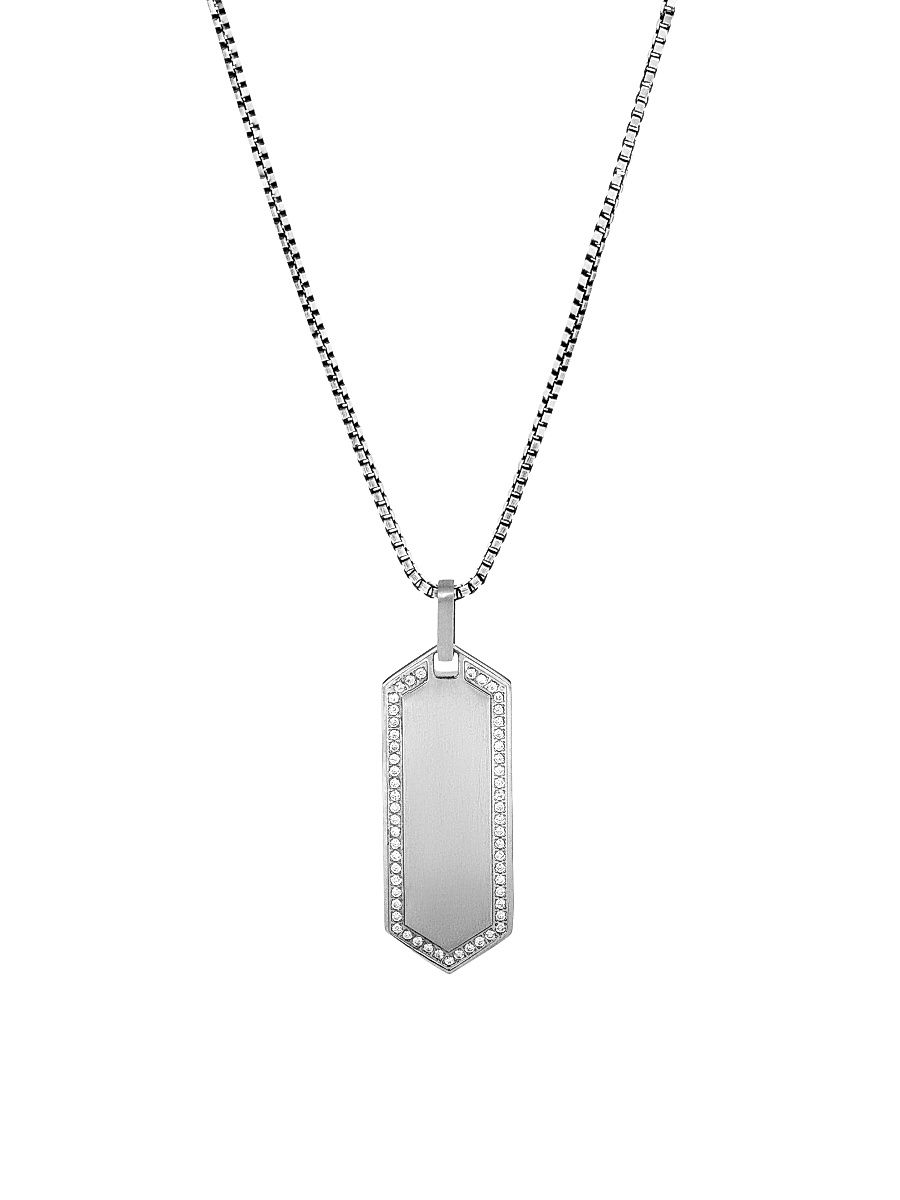 Men's Tateossian x Lamborghini Hex Titanium-Enamel & Diamond 0.43 TCW Necklace - Silver