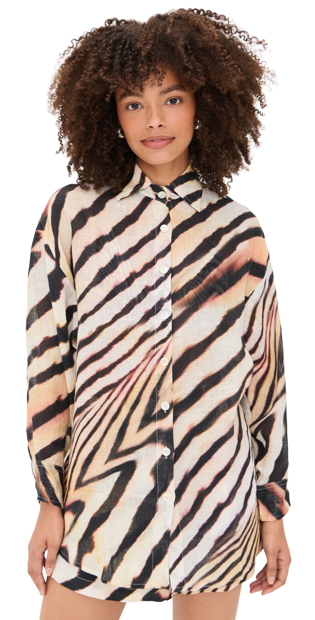 Vitamin A Playa Boyfriend Shirt Shell Stripe S