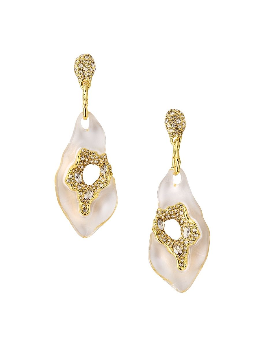 Women's Liquid Lucite Geode 14K-Gold-Plated & Crystal Drop Earrings
