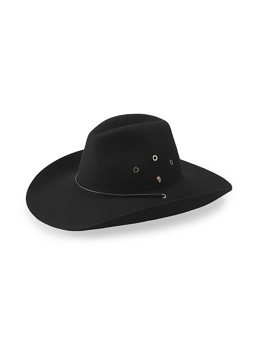 Women's Walker Cowboy Felted Merino Wool Fedora - Black - Size Medium