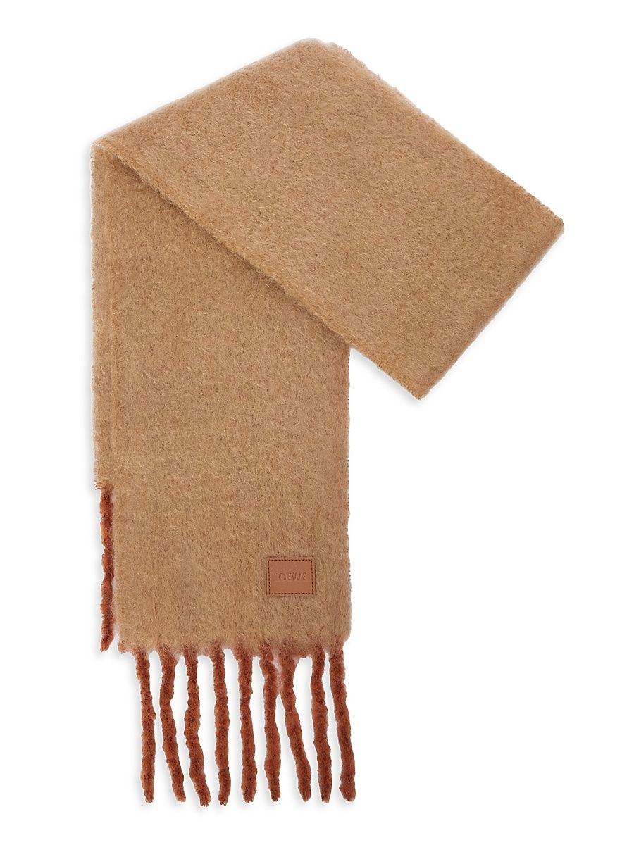 Women's Mohair-Blend Scarf - Beige Orange