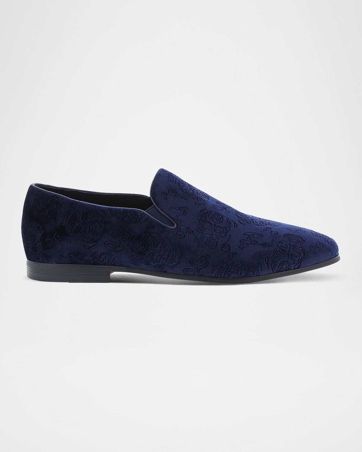 Men & apos;s Renegade Skull-Embossed Velvet Loafers