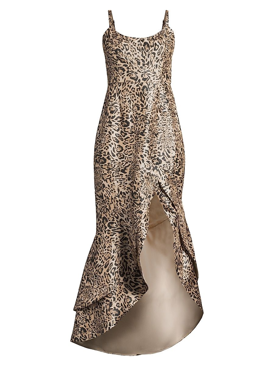 Women's Alma Leopard-Print Jacquard Cocktail Dress - Natural Leopard - Size 8