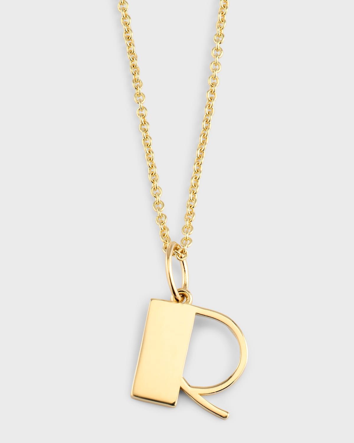 14K Pure Block Initial Necklace