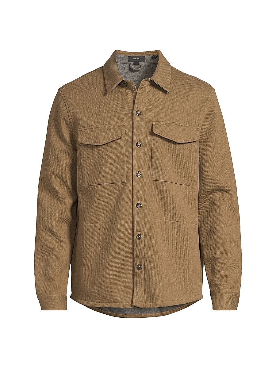 Men's Cotton-Blend Shirt Jacket - Highlands Medium Heather Grey - Size XL