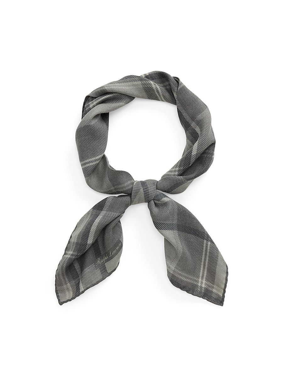 Men's Plaid Cashmere-Silk Neck Scarf - Steel Grey