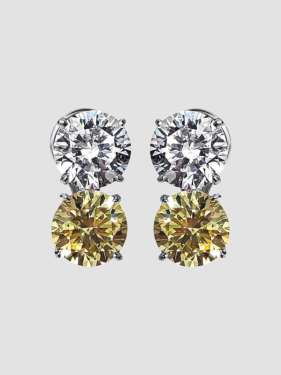 Women's Sterling Silver & 8.00 TCW Cubic Zirconia Double Stud Earrings - Canary