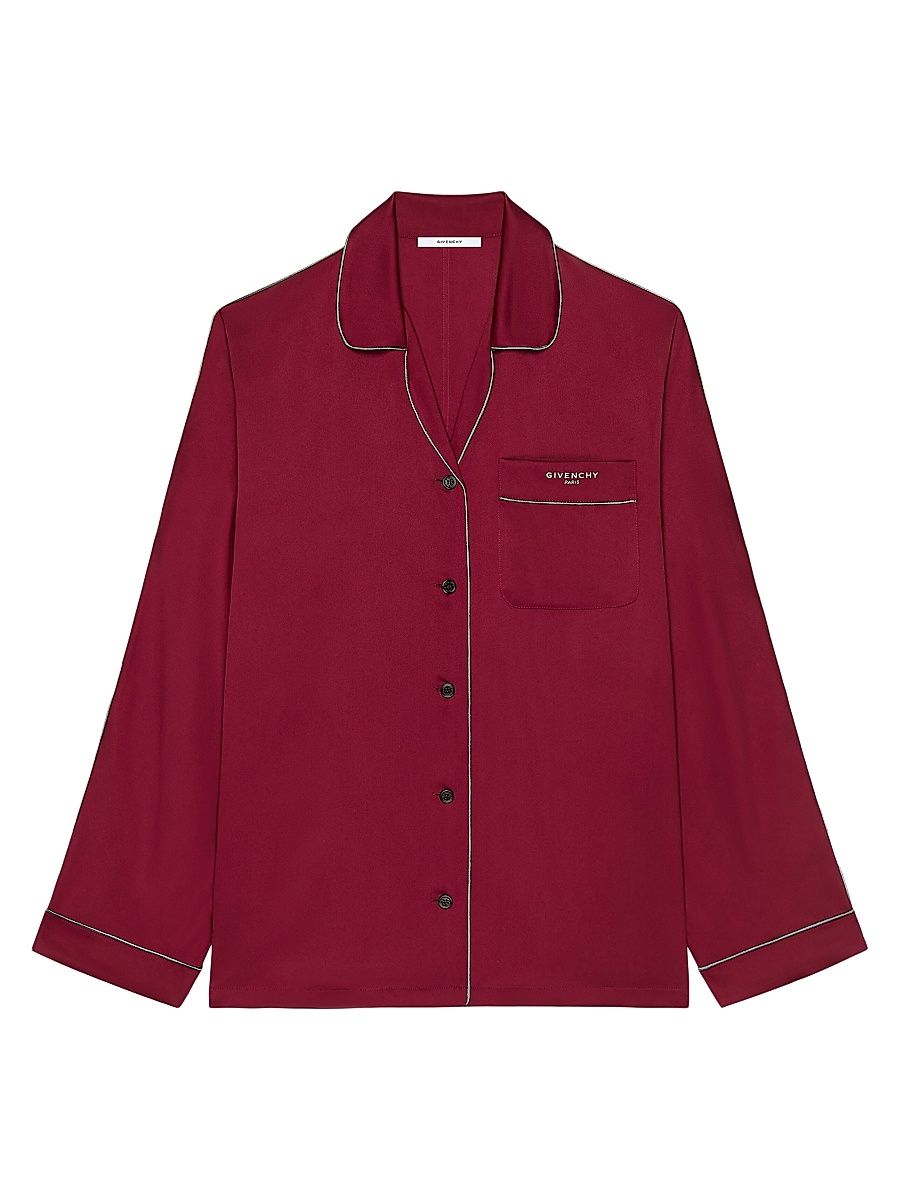 Women's Pyjama Shirt in Silk - Red Cherry - Size 2