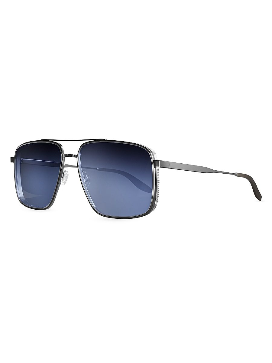 Men's Scaramanga 58MM Aviator Sunglasses - Silver Blue