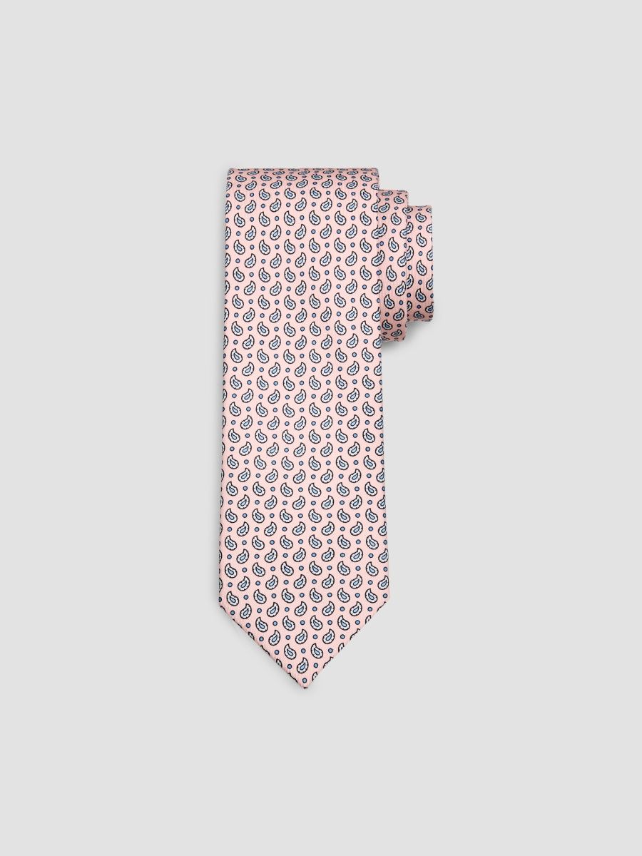 Brioni Men's Paisley Print Silk Tie - Pink Rose