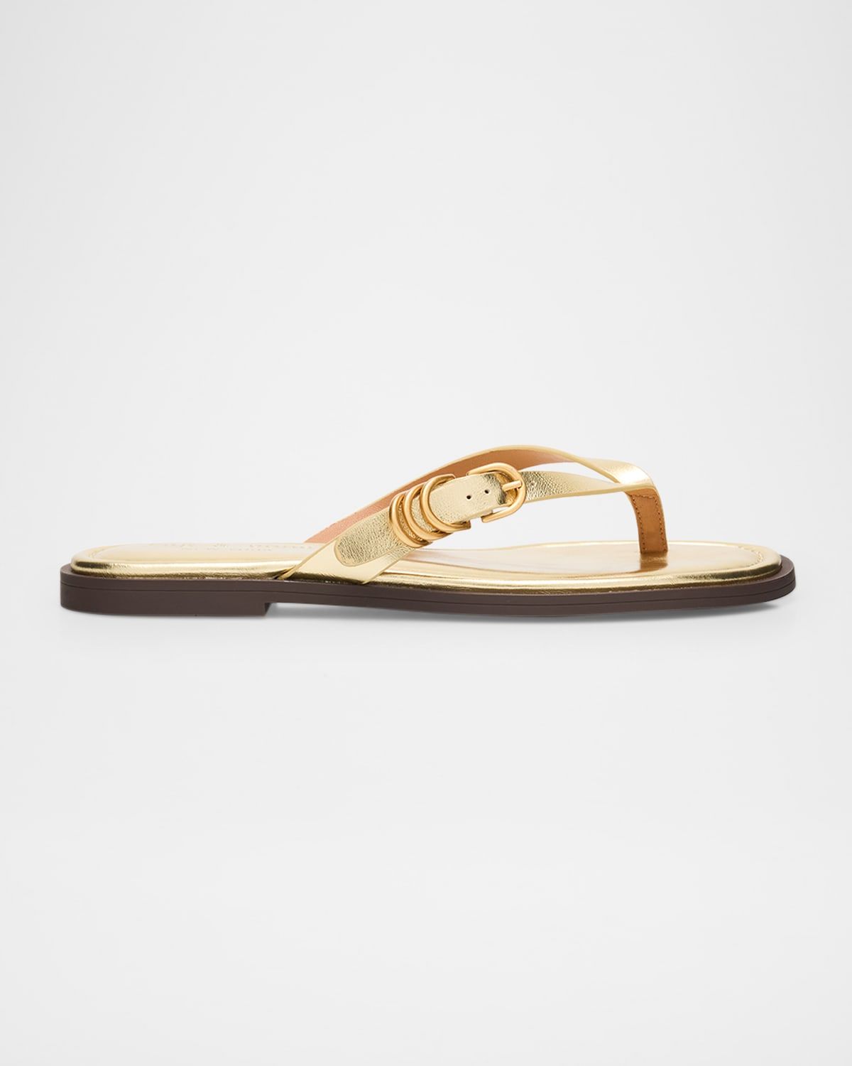 Gia Leather Buckle Thong Sandals