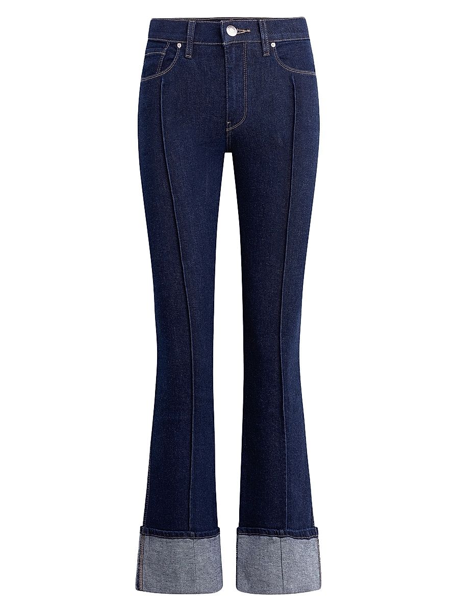 Women's Barbara High-Rise Pintucked Boot Crop Jeans - Rinse - Size 34