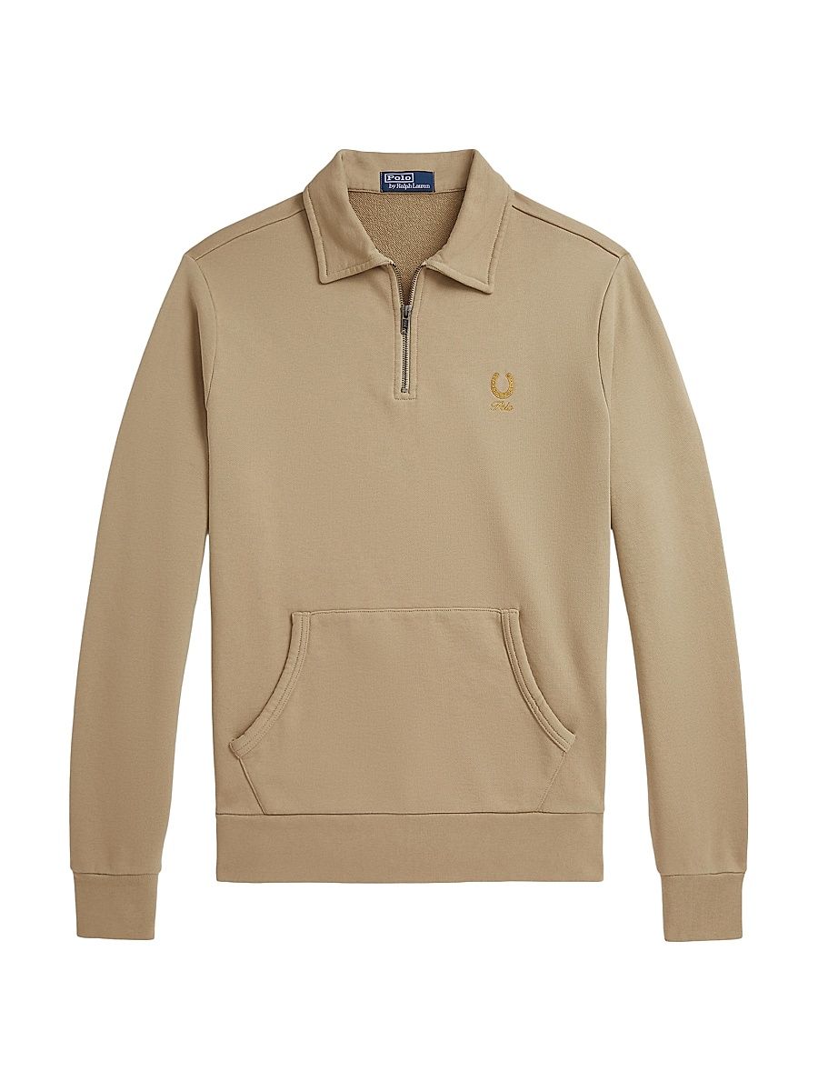 Men's Loopback Terry Quarter-Zip Shirt - Vintage Khaki - Size XXL