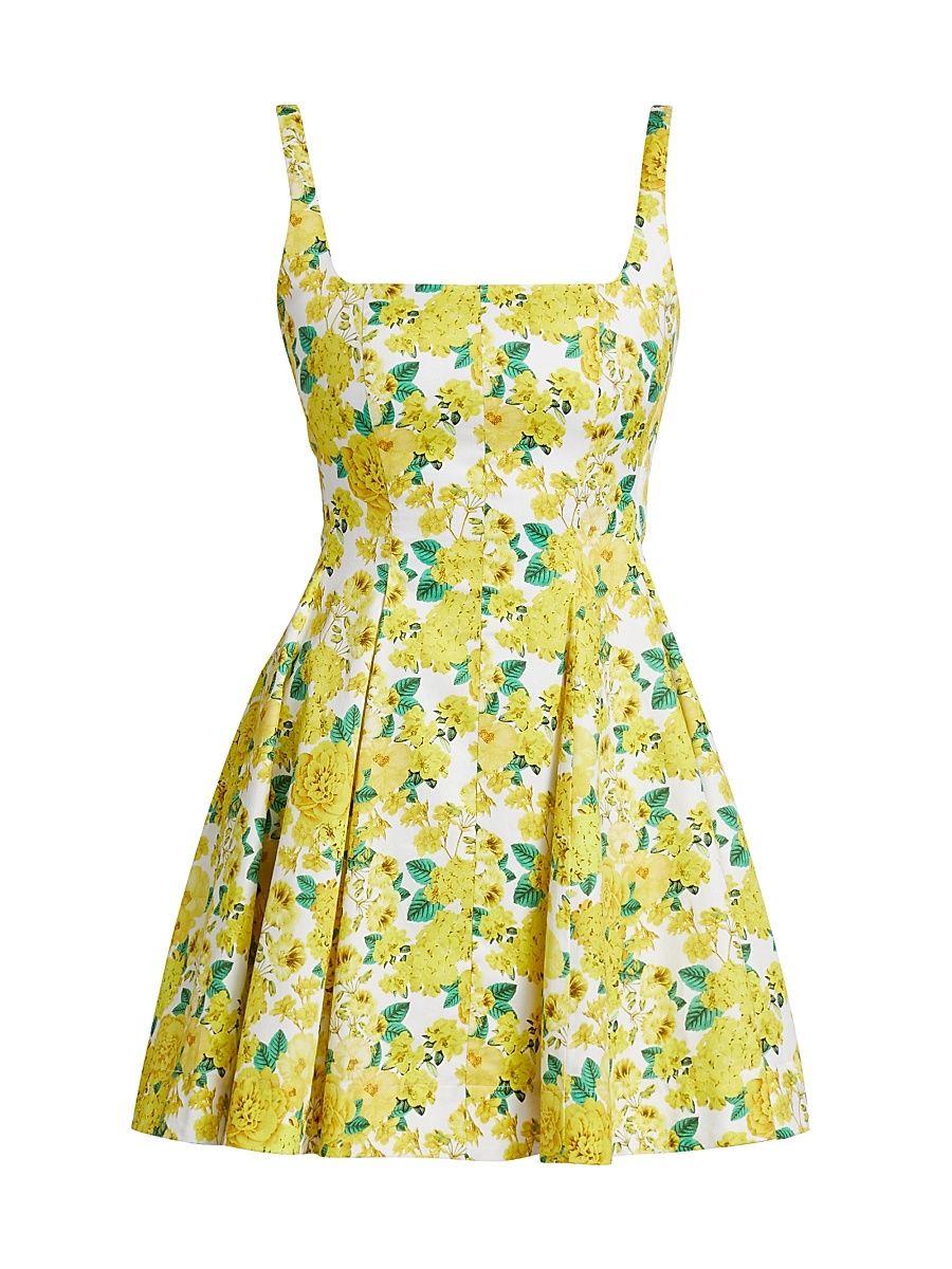 Women's Courtney Floral Poplin Minidress - Floral Fantasy White Yellow - Size XL