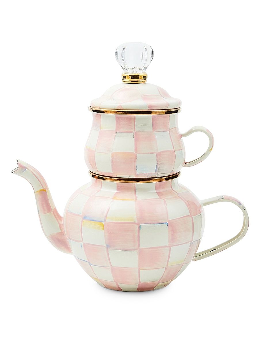 Rosy Check Enamel High Tea Set